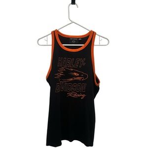 Harley-Davidson Racing Tank‎ Top Black Orange Flame Eagle Size 1W
